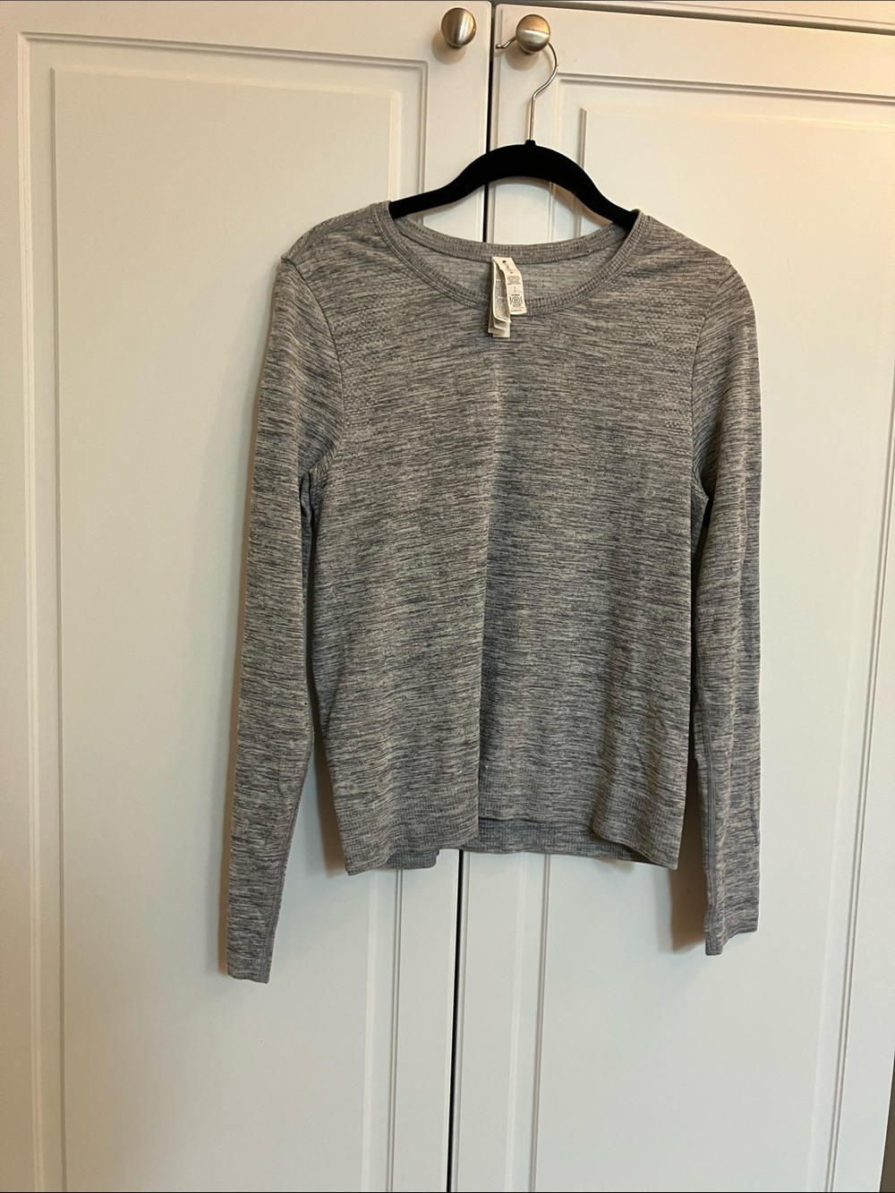 Athleta Light Heather Gray Long Sleeve Crew Top